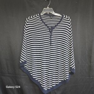 Talbots Navy and White Striped Knit Top